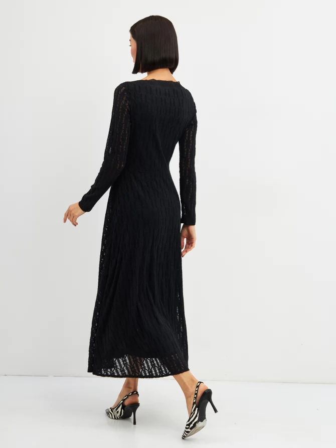 Платье из трикотажного кружева OD-904-2 черное