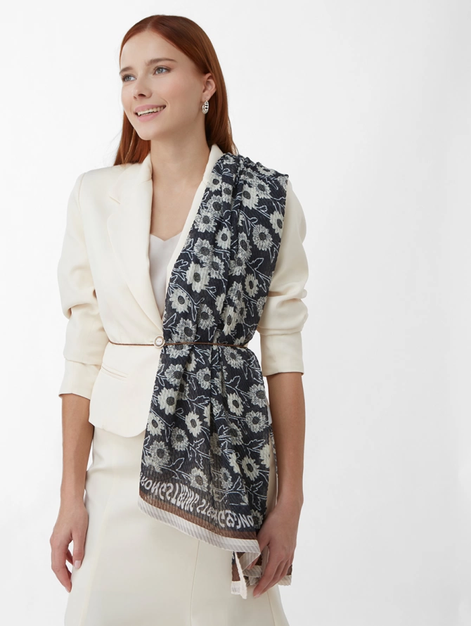 Палантин женский с цветочным принтом SPR-181-1