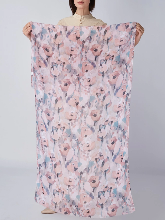 Палантин женский с акварельным рисунком