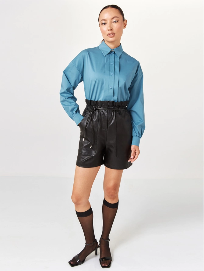 Рубашка со складками OD-880-1, голубой