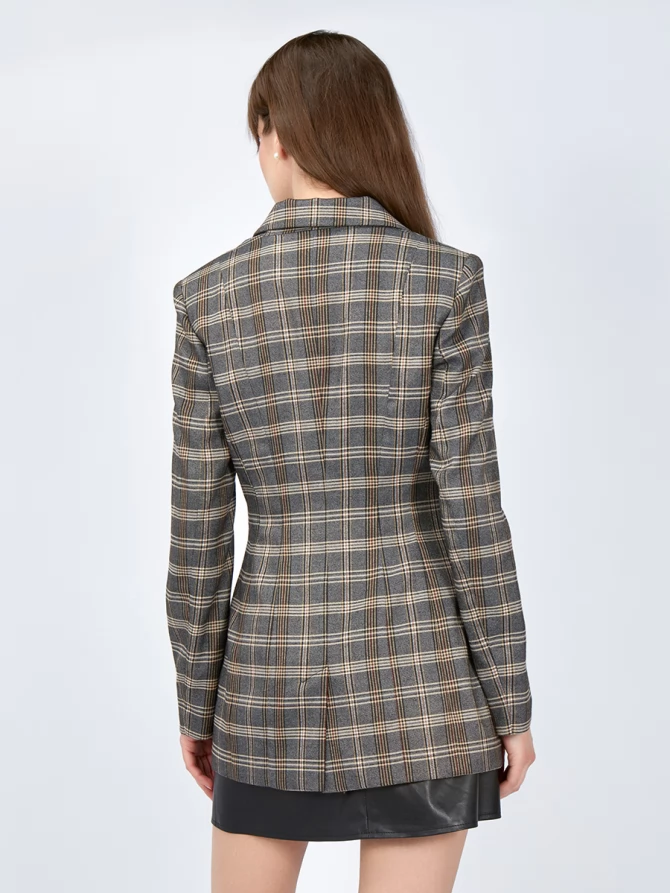 Жакет приталенный костюмка OD-821-2 серо-коричневый