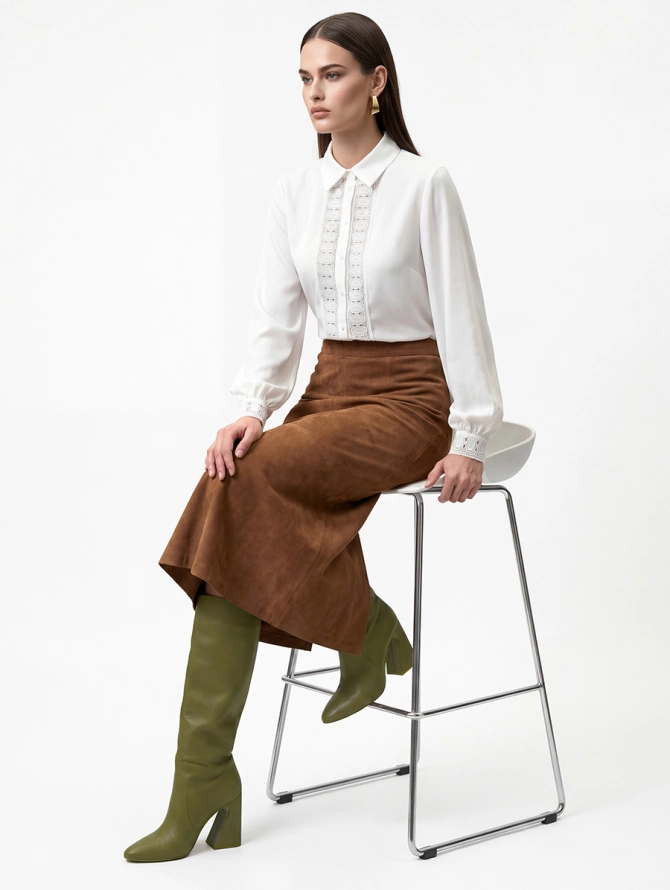 Блузка с кружевом белая