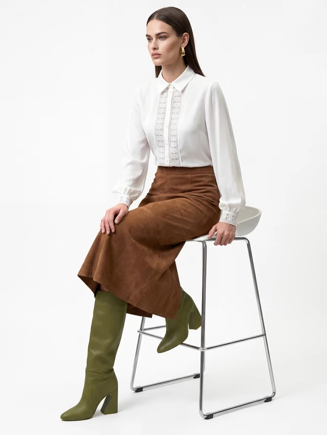 Блузка с кружевом белая