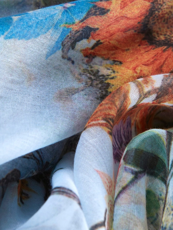 Палантин женский с цветочным принтом KSH16-122-5