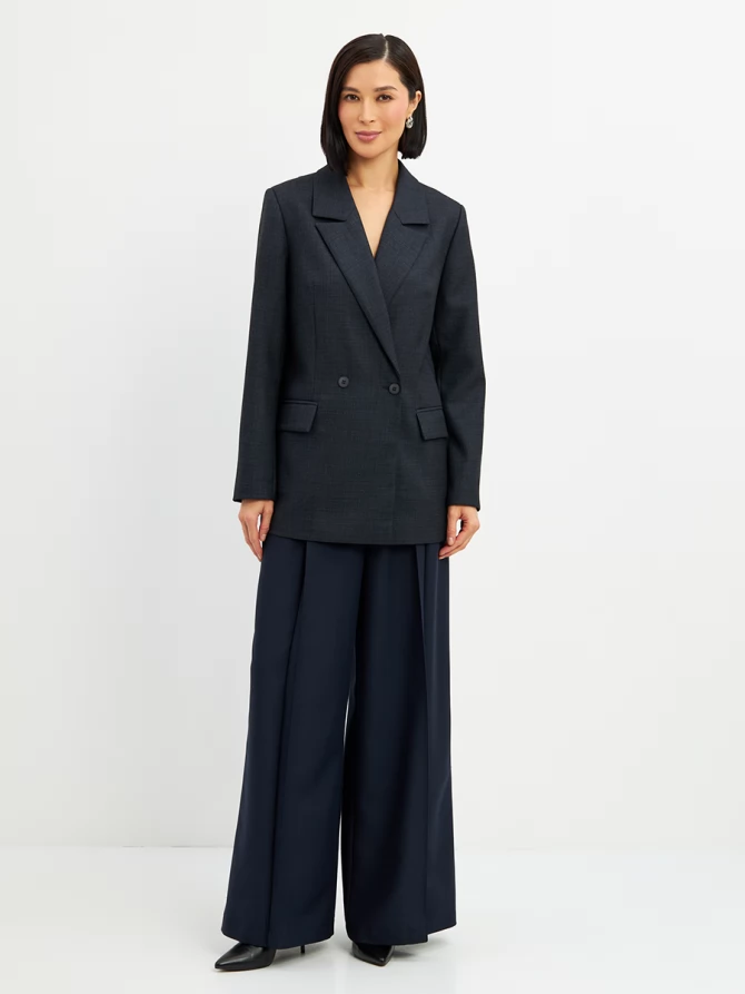 Жакет жакет из костюмной ткани OD-978-1 серо- синий