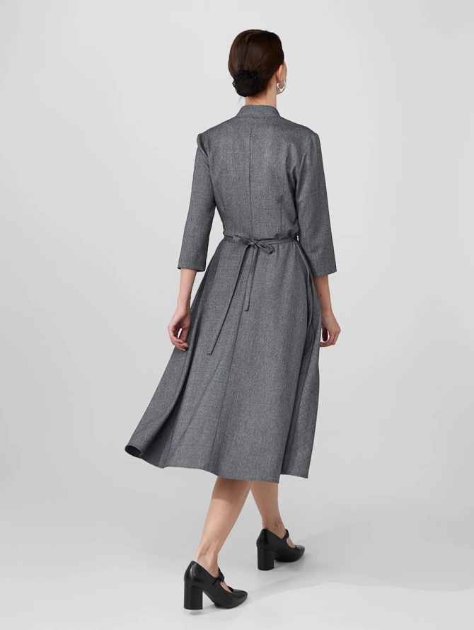 Платье с воротником стойка OD-885-1 темно-серый