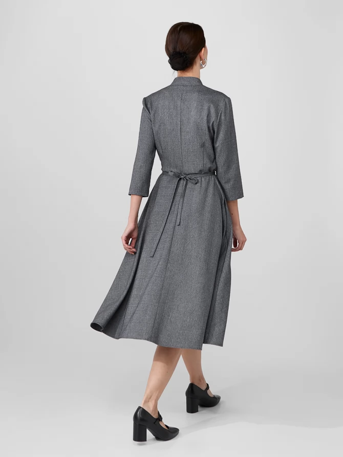 Платье с воротником стойка OD-885-1 темно-серый