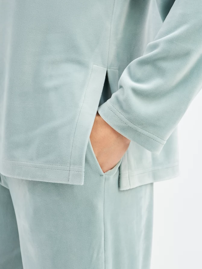 Костюм из велюра со съемным капюшоном и резинкой в комплекте OD-1009-2 зеленый