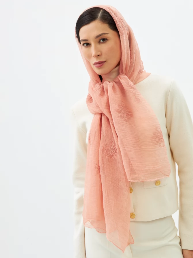 Палантин женский двусторонний с вышивкой арт-деко BB-1352-8