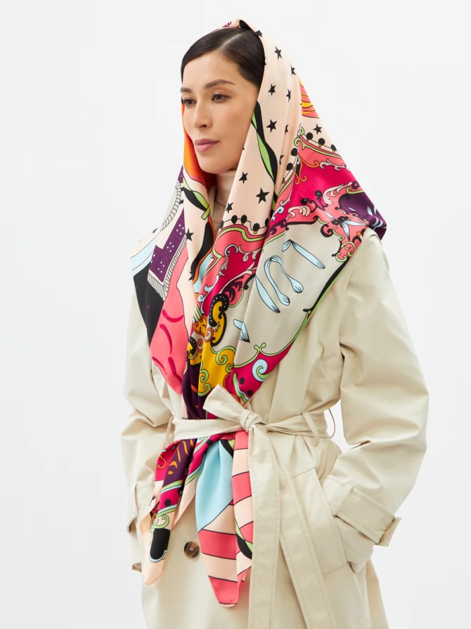Платок женский двусторонний с принтом Арт-Деко LO-1255-2