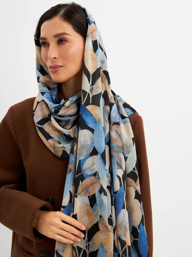 Палантин с принтом "Листья"