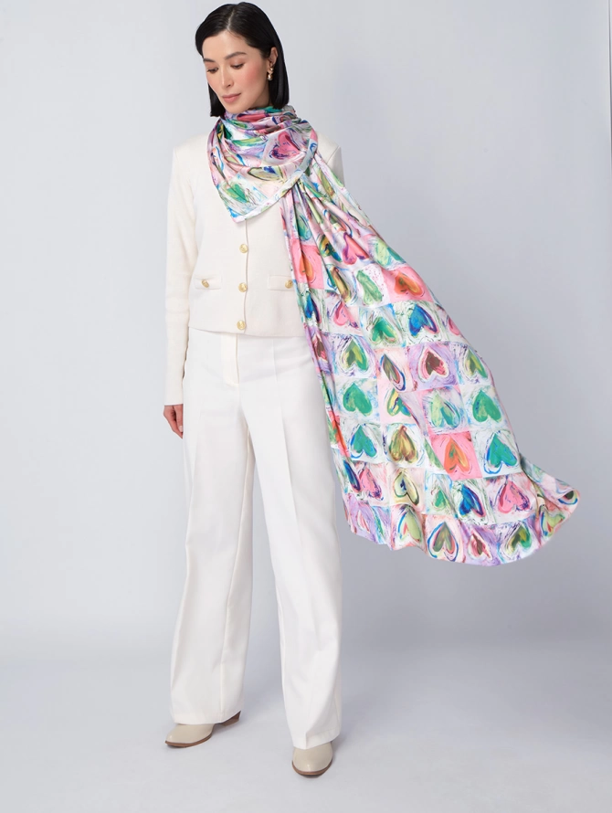 Палантин женский с акварельным принтом KSH16-1459-2