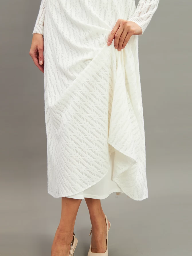 Платье из трикотажного кружева OD-904-1 белое