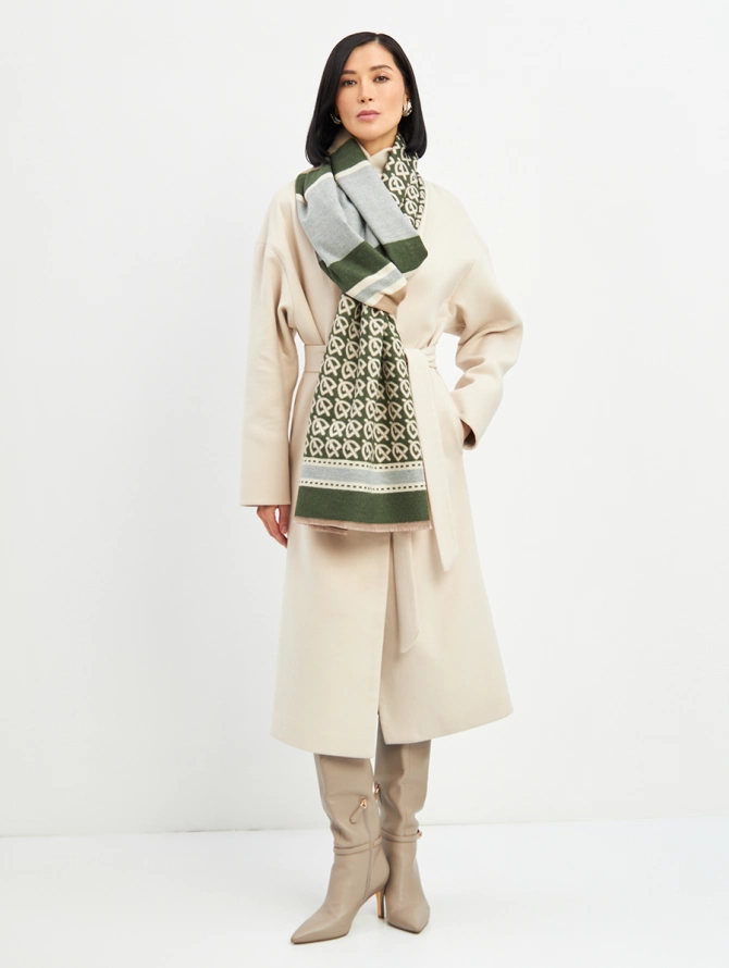 Палантин двусторонний с принтом и кистями RH9-175-3