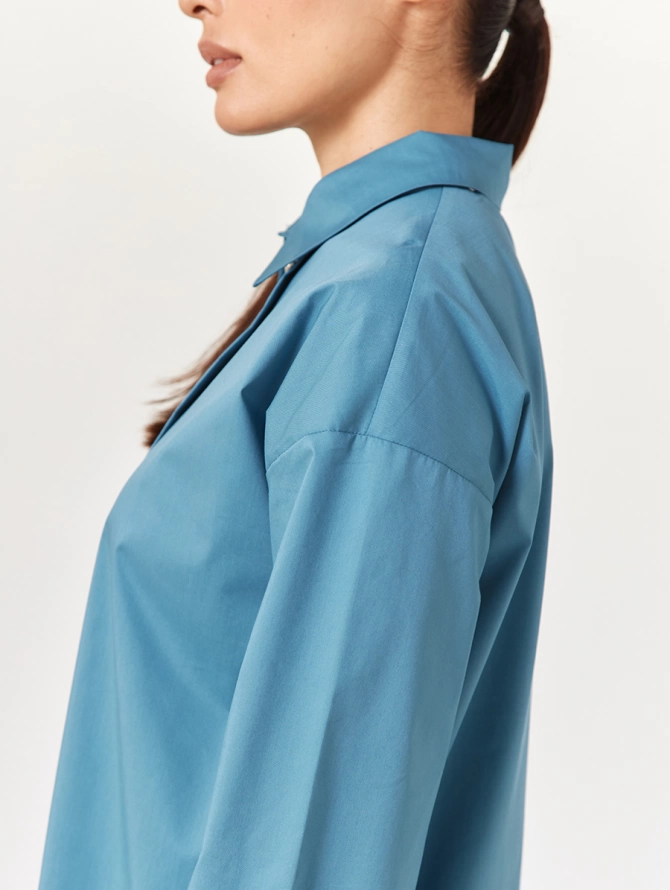Рубашка со складками OD-880-1, голубой