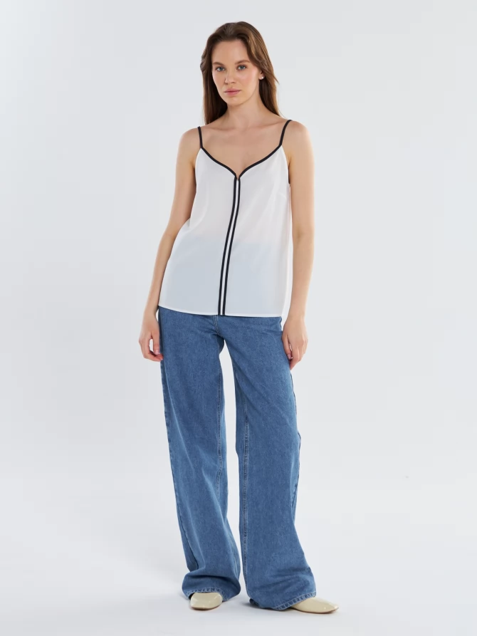 Топ с контрастной отделкой OD-874-1 белый+синий