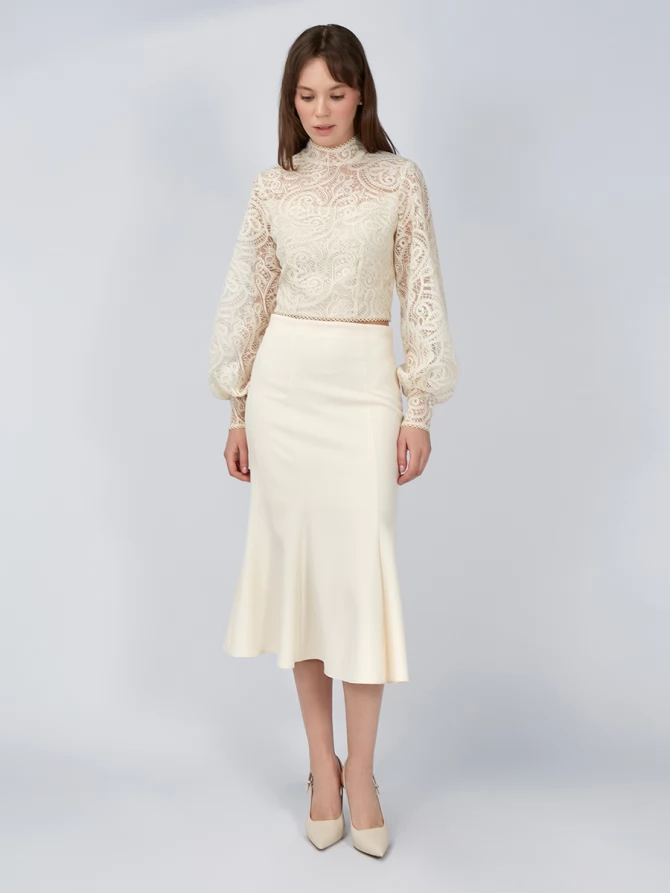 Юбка-годе костюмка OD-824-1 бежевый