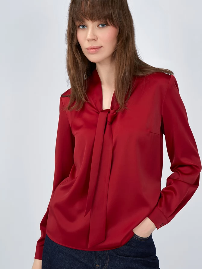 Блузка с завязками OD-812-3 бордовая