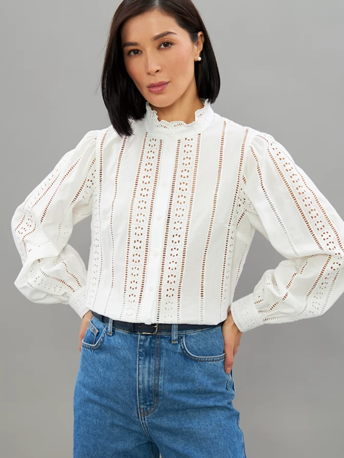 Блузка из шитья OD-919-1 белый