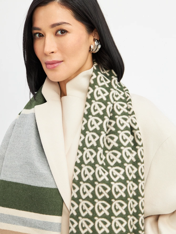 Палантин двусторонний с принтом и кистями RH9-175-3