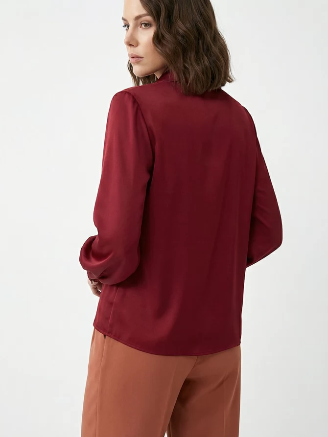 Блузка с кружевом OD-808-2 бордовый