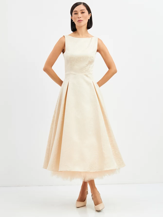 Платье из жаккарда OD-939-1 сливочный