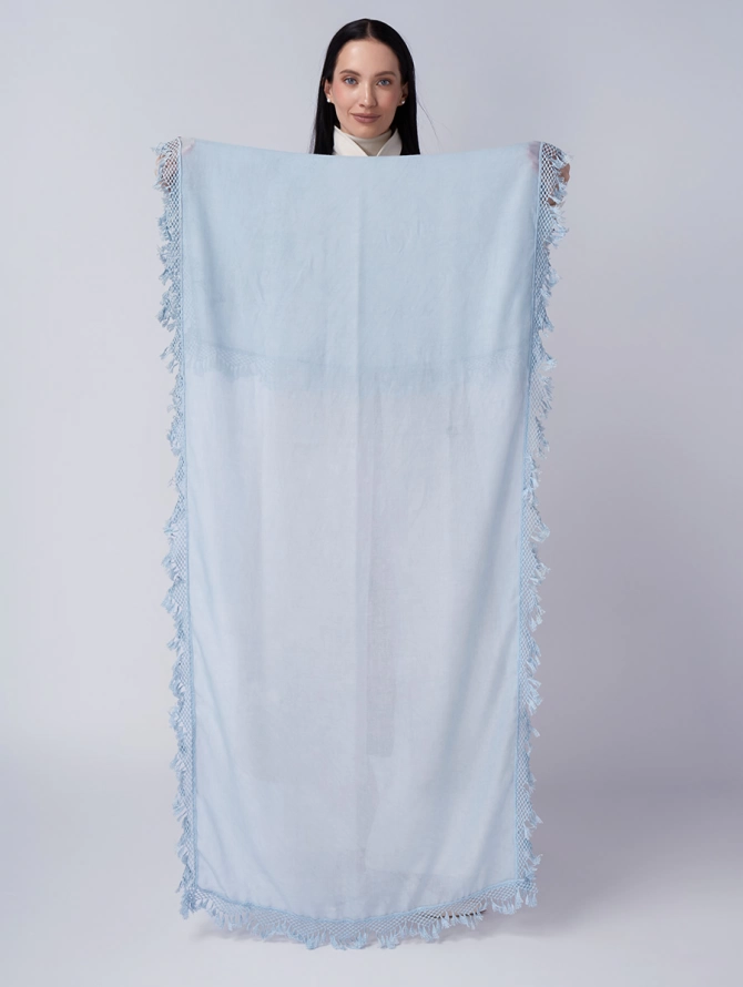 Палантин женский с ажурной бахромой