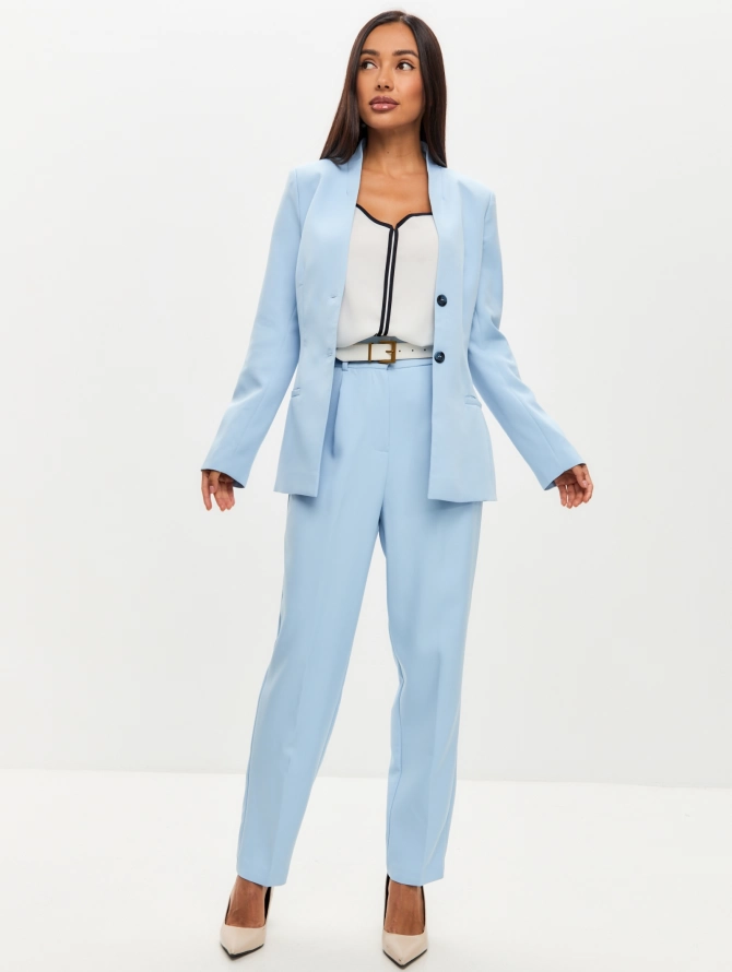 Жакет без воротника голубой