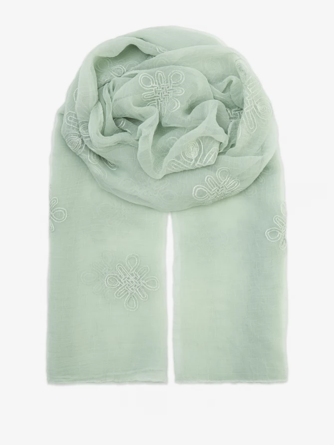 Палантин женский двусторонний с вышивкой Арт-деко