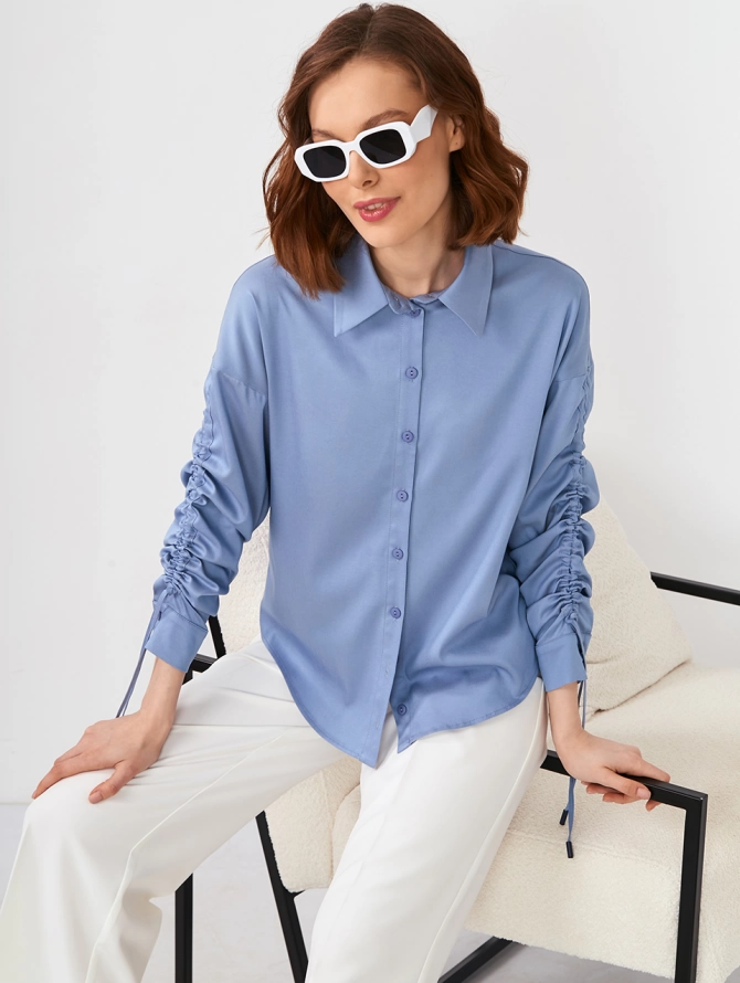 Блузка тонкая джинса OD-858-3 светлый джинс