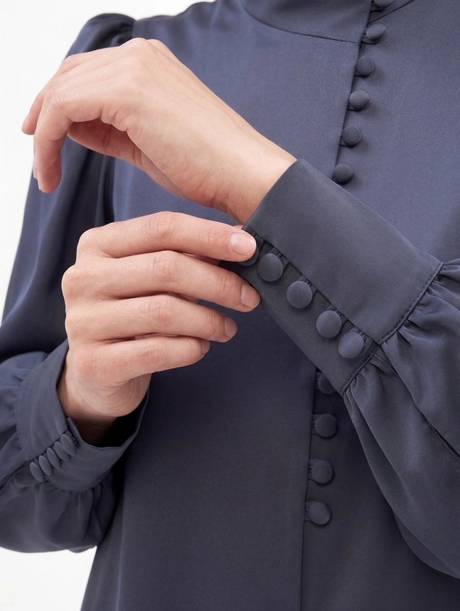 Блуза-косоворотка много пуговиц графит