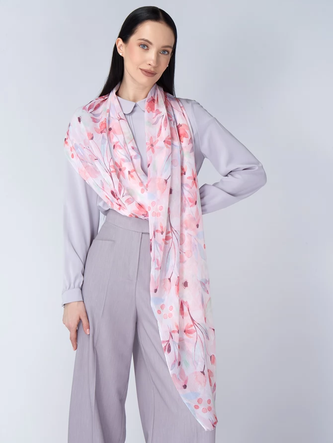 Палантин женский с цветочным принтом KSH16-121-4