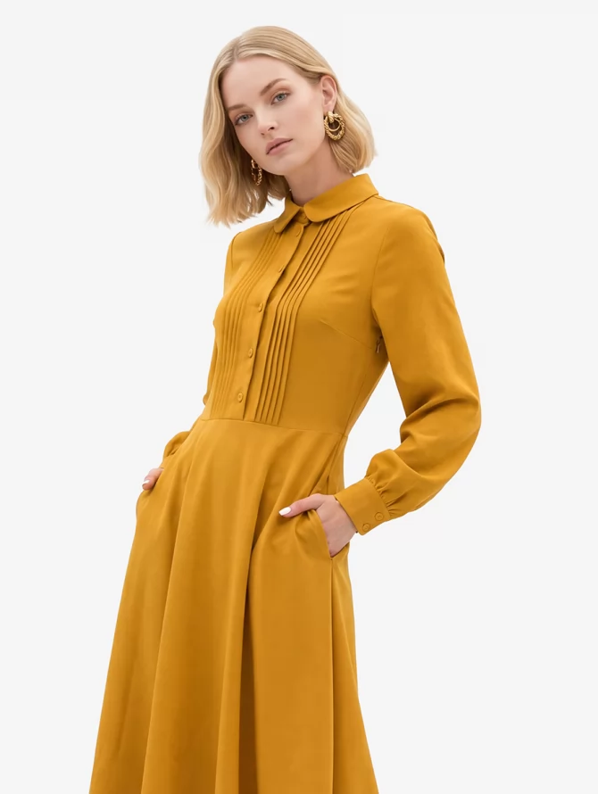 Платье из костюмной ткани OD-841-1 горчица