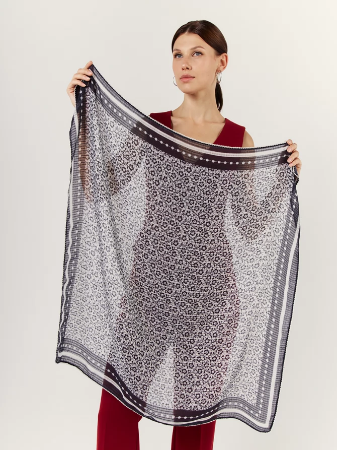 Платок женский двусторонний с цветочным узором GR-857-3