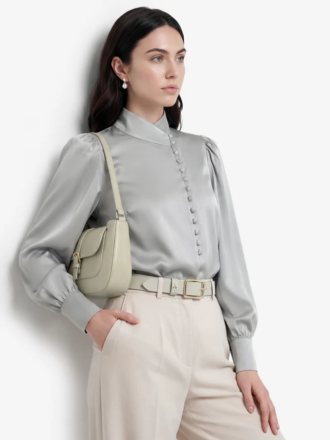 Блуза-косоворотка много пуговиц OD-550-18 полынь