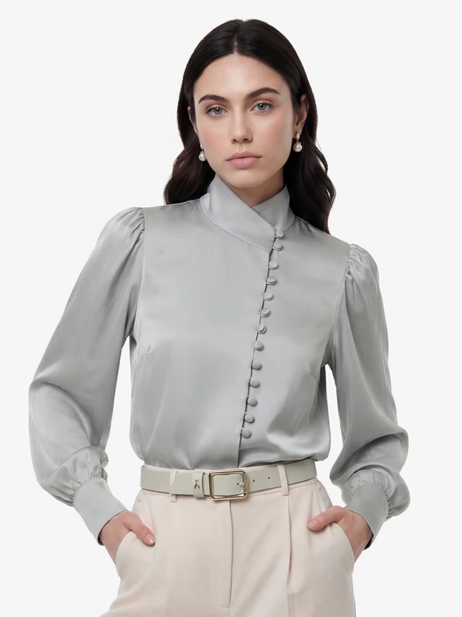 Блуза-косоворотка много пуговиц OD-550-18 полынь