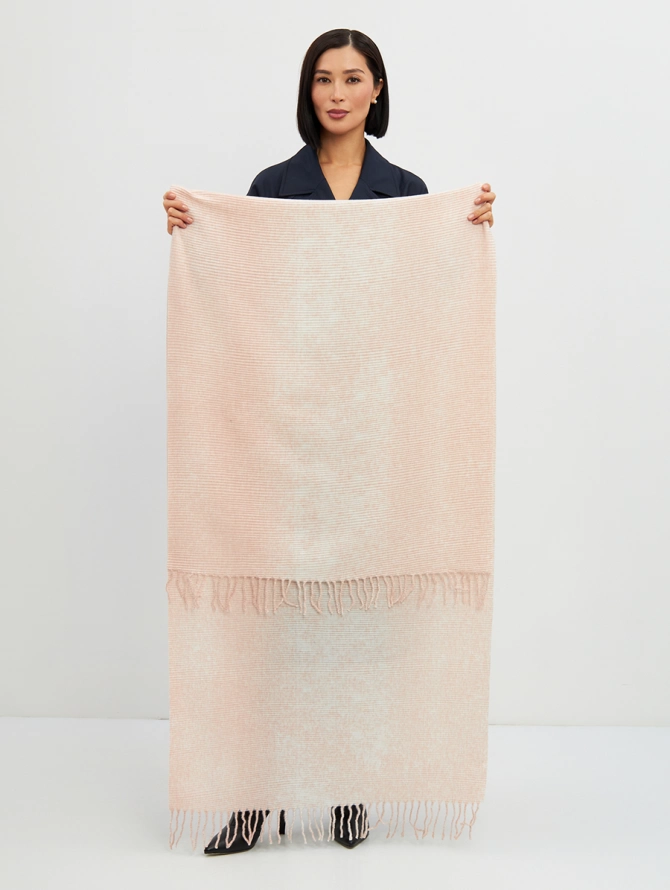 Палантин двусторонний меланжевый с кистями