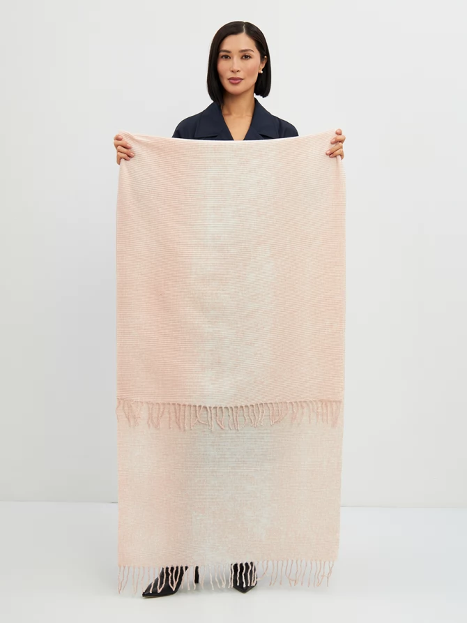 Палантин двусторонний меланжевый с кистями