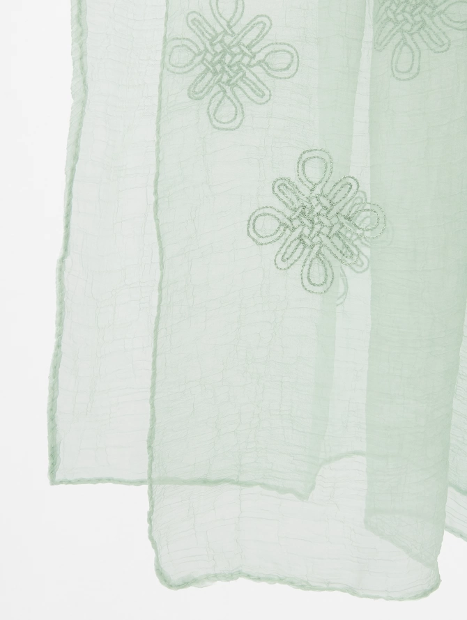 Палантин женский двусторонний с вышивкой Арт-деко