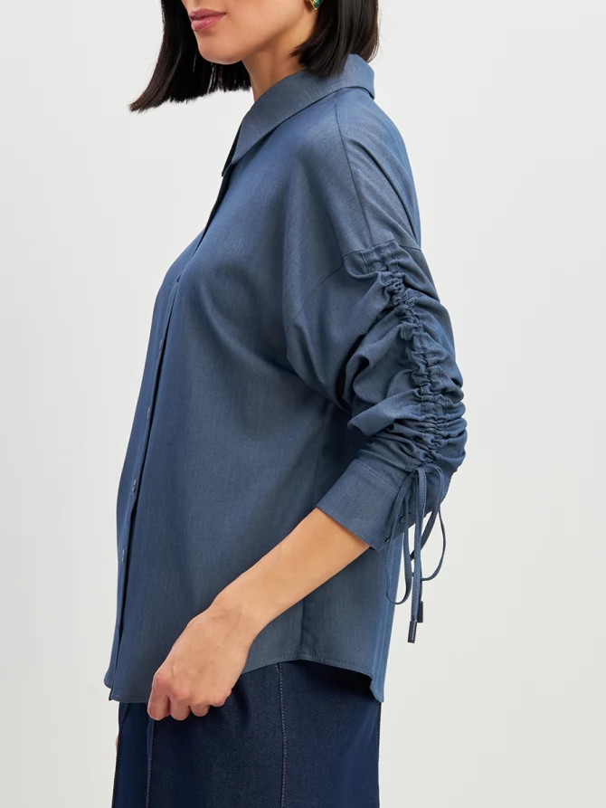 Блузка тонкая джинса OD-858-4 темный джинс