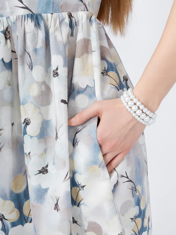 Платье из хлопка без воротника OD-727-9 крупные цветы на белом