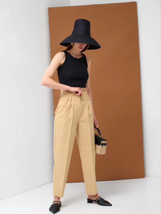 Брюки укороченные с высокой талией