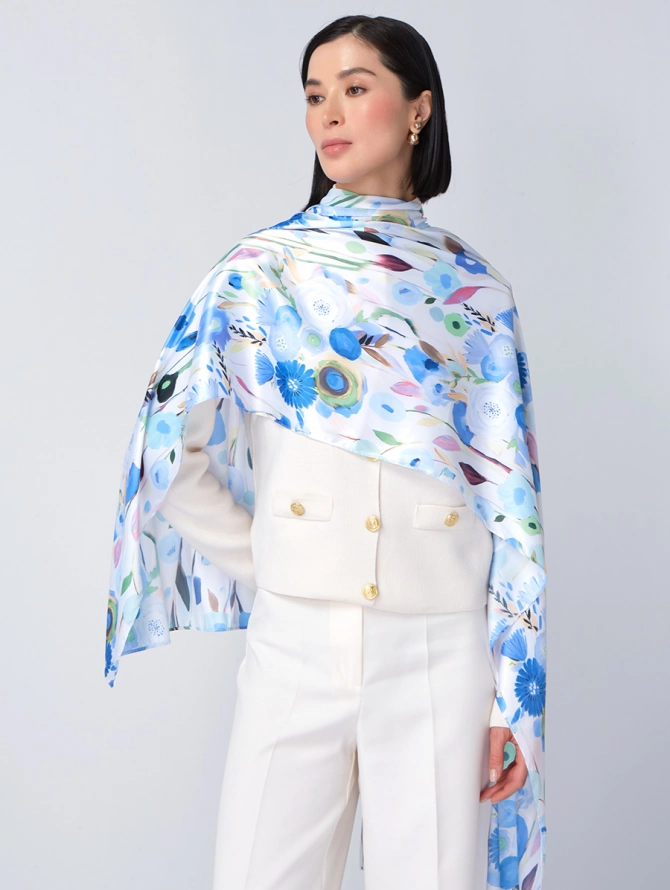 Палантин женский с цветочным принтом KSH16-1455-1