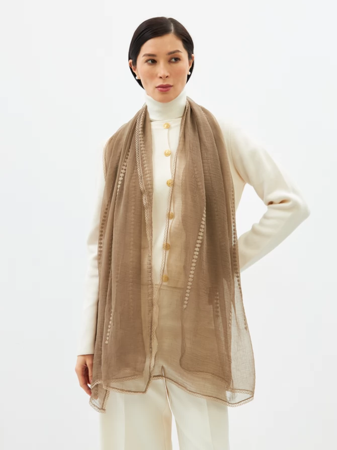 Палантин женский с вышивкой арт-деко BB-135-83