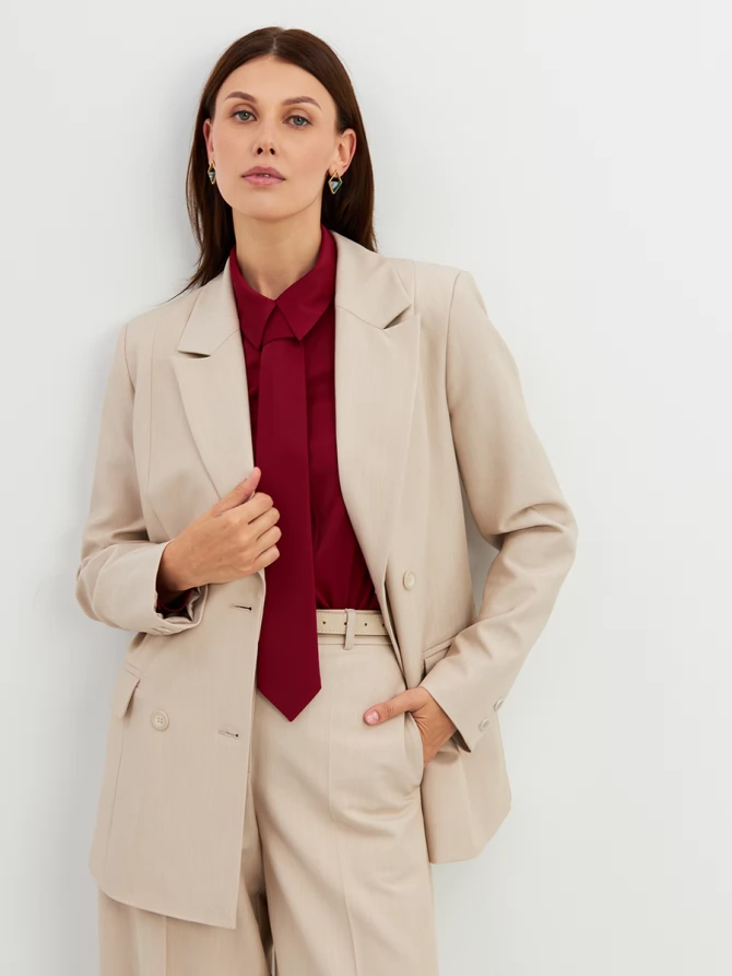 Жакет двубортный на подкладке OD-980-1 бежевый