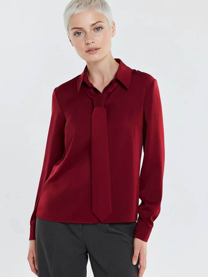 Блузка с галстуком  OD-881-6 бордовый