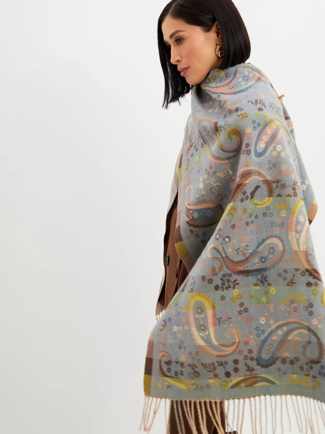 Палантин с узором Пейсли и бахромой