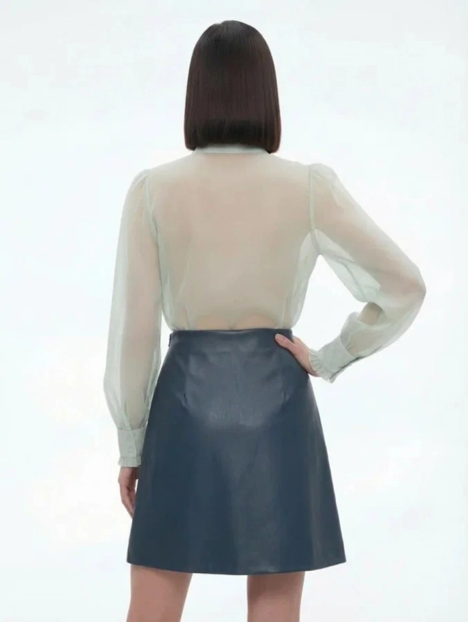 Юбка на запах из эко-кожи OD-1003-2 зеленый