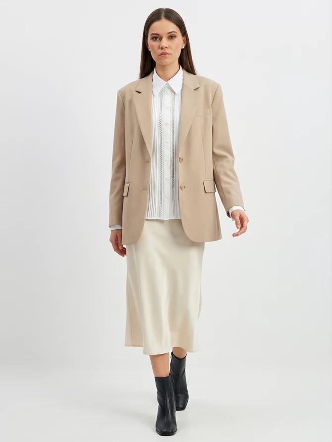 Блузка из хлопка со складками и кружевом OD-972-1 белый