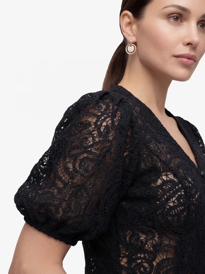 Блузка из кружева с коротким рукавом OD-1038-2 черный